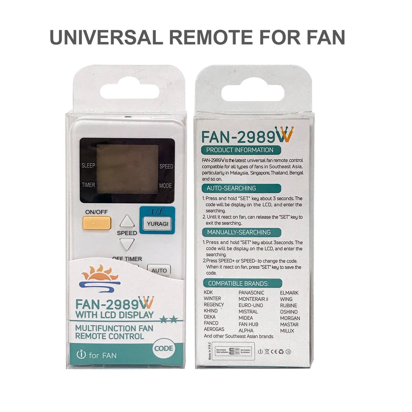 FAN-2989W Ceiling Fan Universal Remote Control