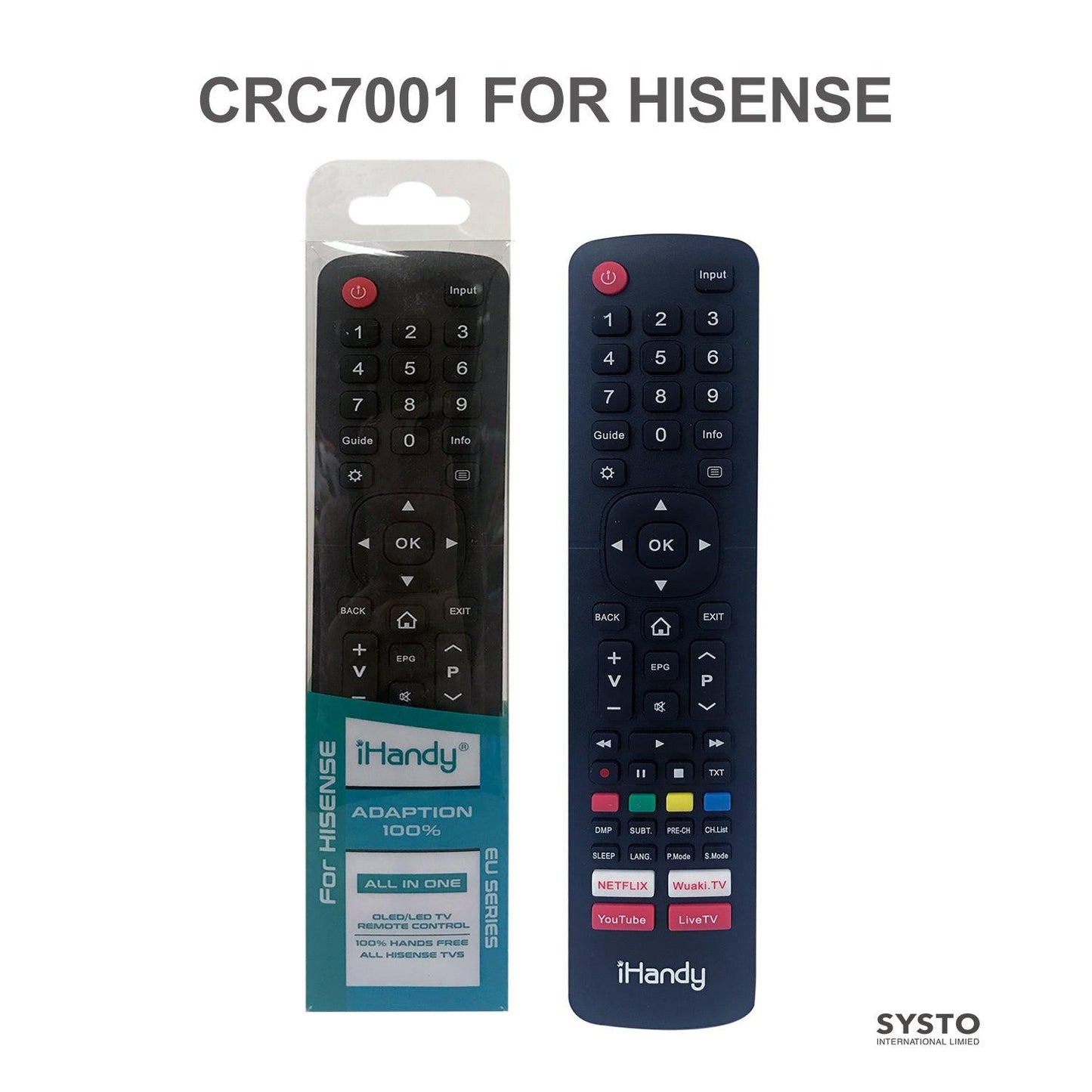 CRC7001 Universal TV Remote Control For Hisense LCD LED HDTV OLED TV