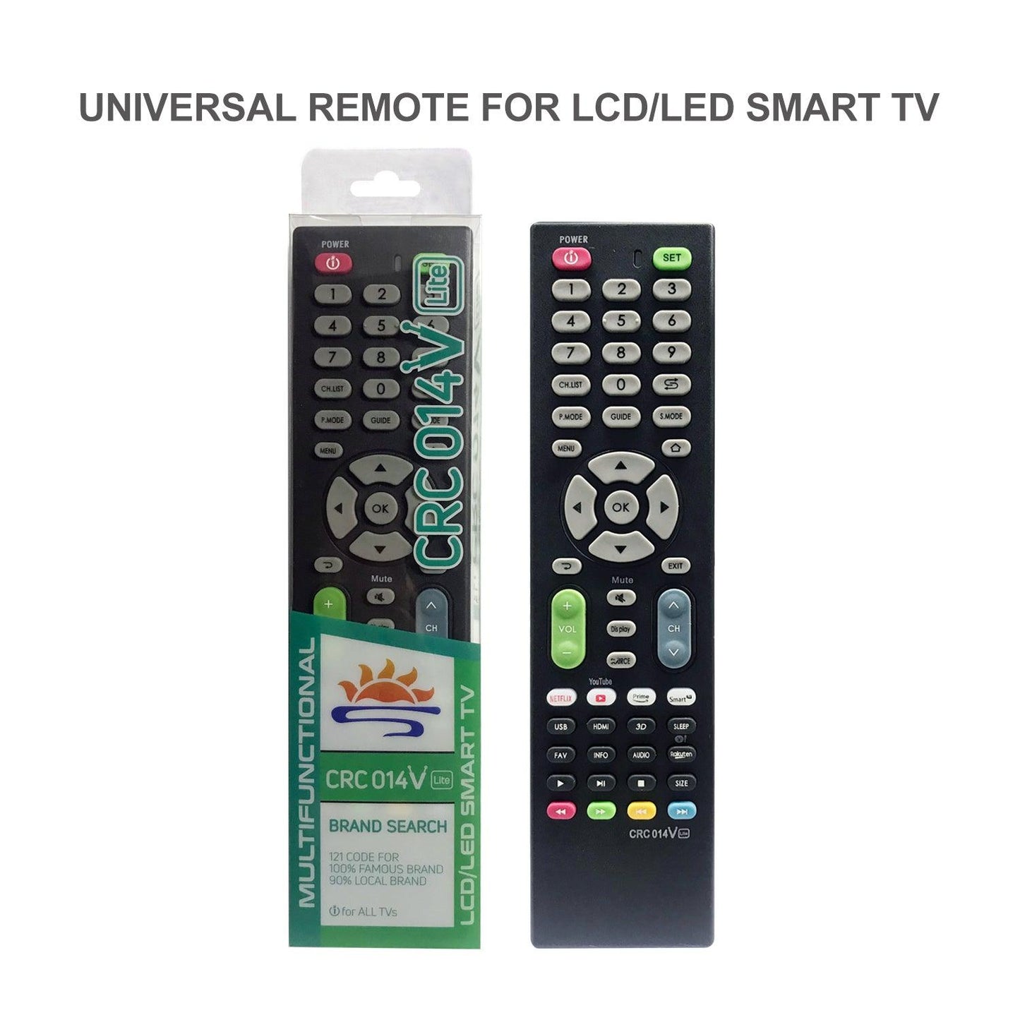 CRC014V Lite Universal TV Remote Control for LG, Samsung, Sony, Hisense, Panasonic, Philips, Sharp, Sanyo, Toshiba, Hitachi, TCL