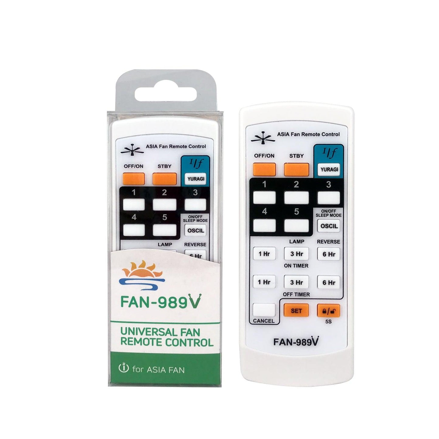FAN-989V Ceiling Fan Universal Remote Control, For Midea, Panasonic, Elmark KDK and More