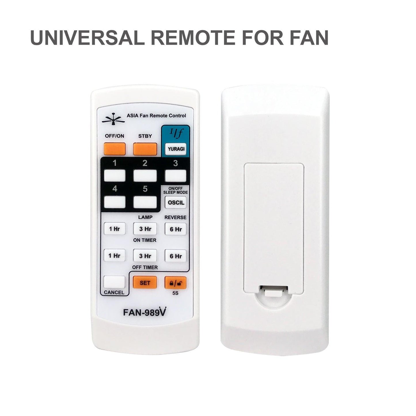 FAN-989V Ceiling Fan Universal Remote Control, For Midea, Panasonic, Elmark KDK and More
