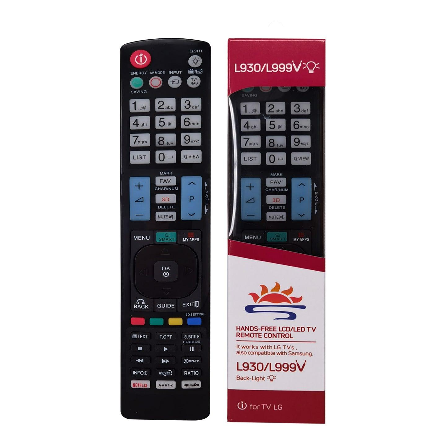 L930/L999V Universal TV Remote Control For LG TV, UN, ZX, WX, GX, CX, BX, NANO Series, Replacement Device For AKB Series