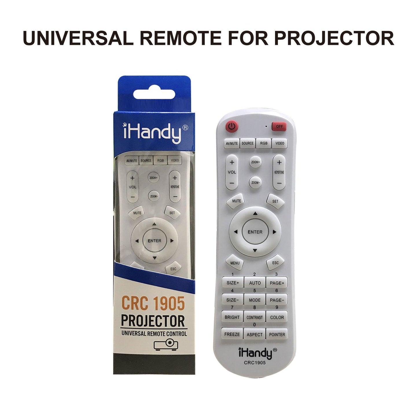 CRC1905 Universal Projector Remote Control, For Most Brands. NEC Sharo BENQ JVC, Epson Eiki Sony And More
