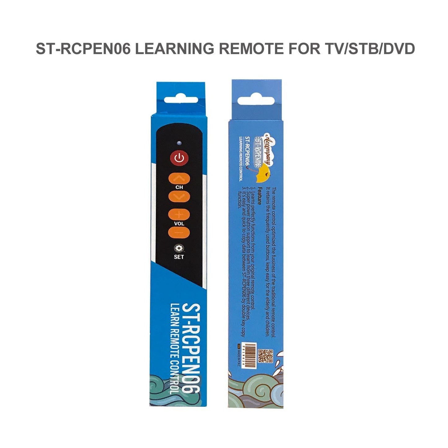IR Learning Remote Control with Big Buttons, 6 Keys Universal Remote Control for TV STB DVD HiFi VCR