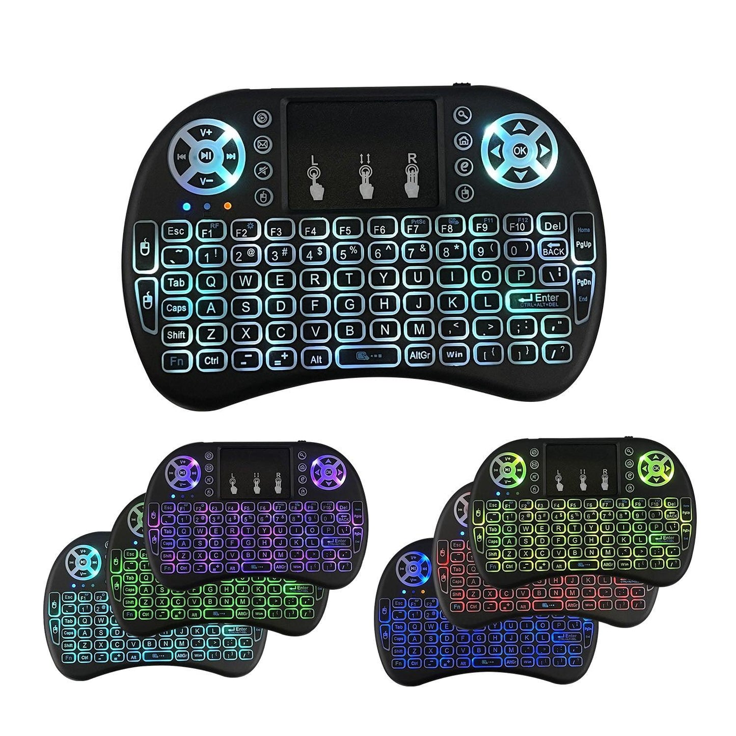 Wireless Keyboard & Air Mouse & Touchpad Control, For TV/ TV Box/ XBOX360/ PS3/ Computer/ Latop with multi-colour backlight