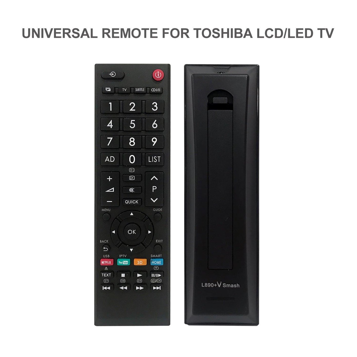 L890+V Universal TV Remote Control Work with Toshiba LCD LED HDTV 3D TVs