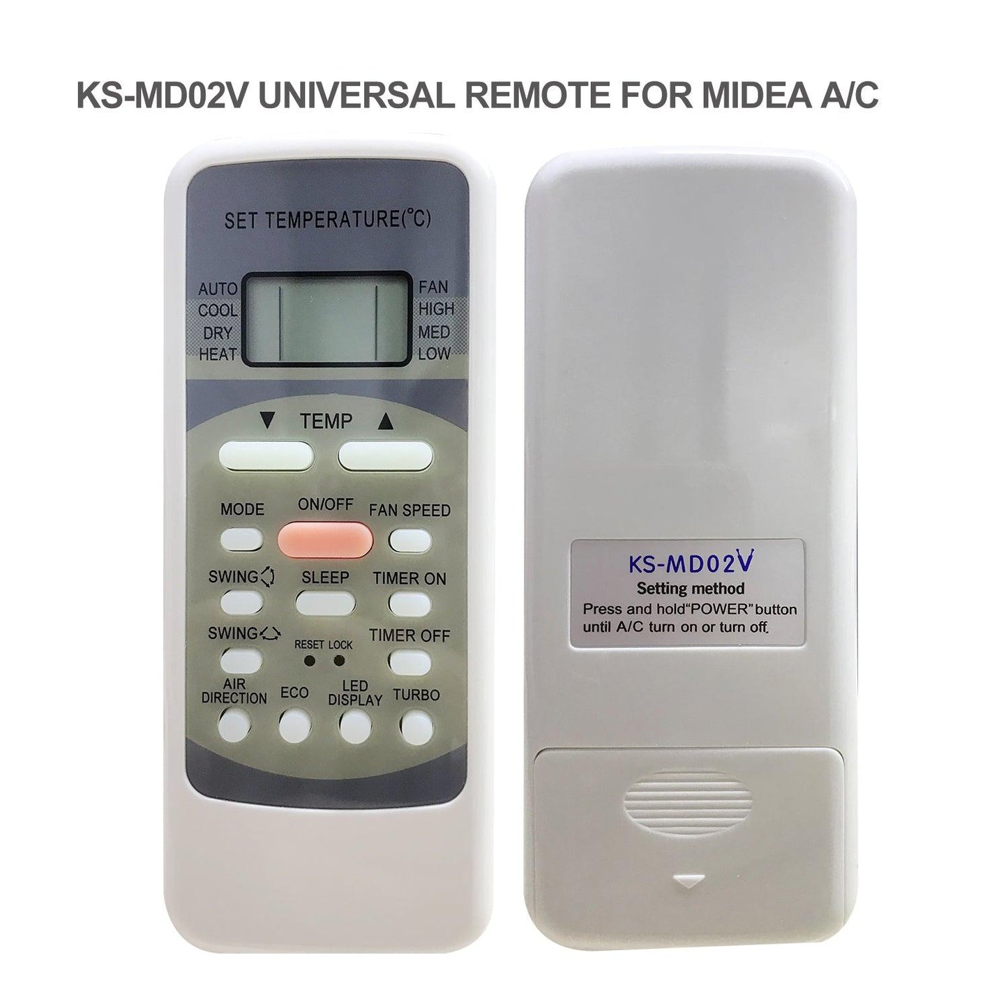 MD02V Universal AC Remote Control for MDV, Midea Air Conditioner & Heat Pump A/C, Auto Code Searching