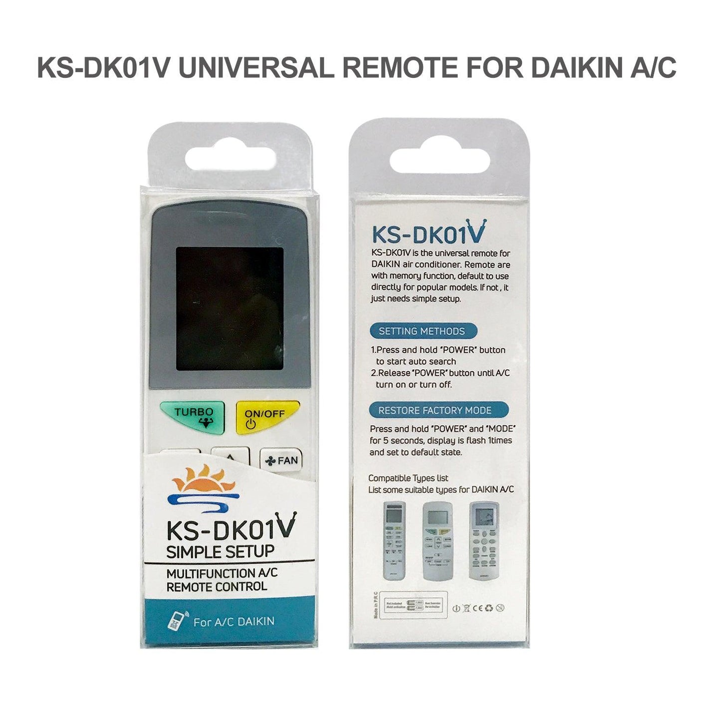 KS-DK01V Universal AC Remote Control For Daikin Air Conditioner