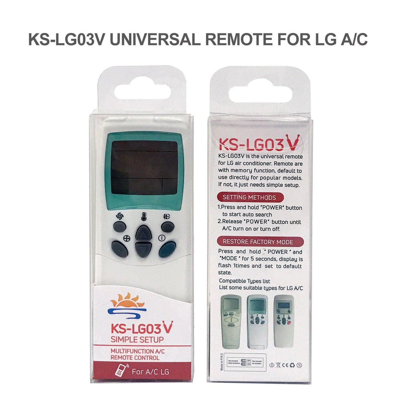 KS-LG03V Universal AC Remote Control For LG Air Conditioners
