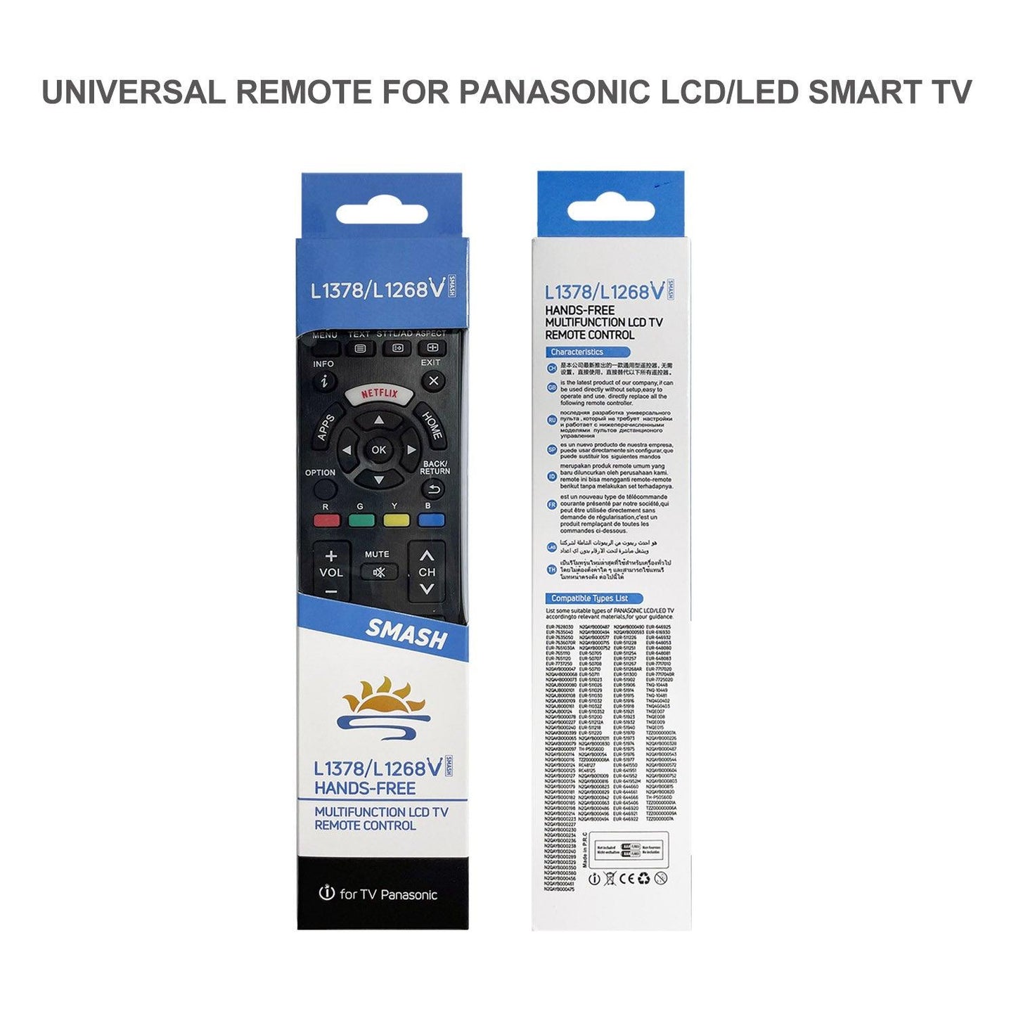 L1378V/L1268V Universal TV Remote Control For Panasonic TVs