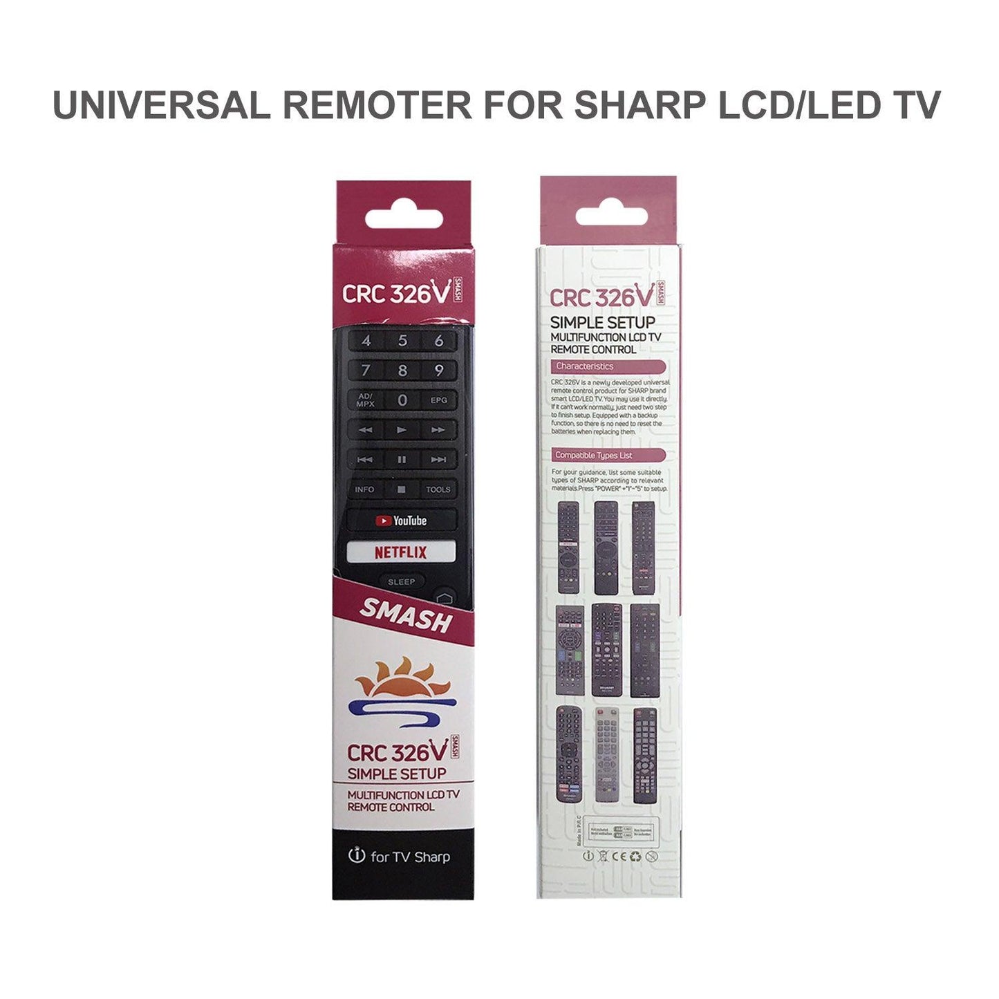 CRC326V Universal TV Remote Control For Sharp LC70/LC80, GA, GB Series and More