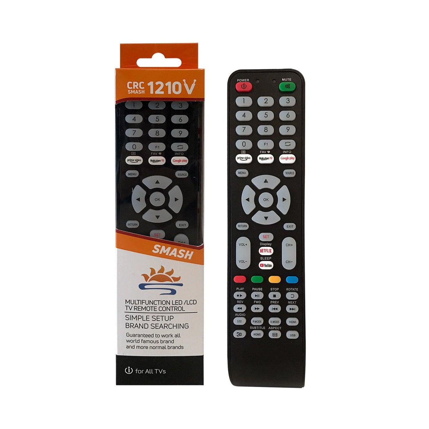 CRC1210V Universal TV Remote Control for LG, Samsung, Sony, Hisense, Panasonic, Philips, Sharp, Sanyo, Toshiba, Hitachi, TCL