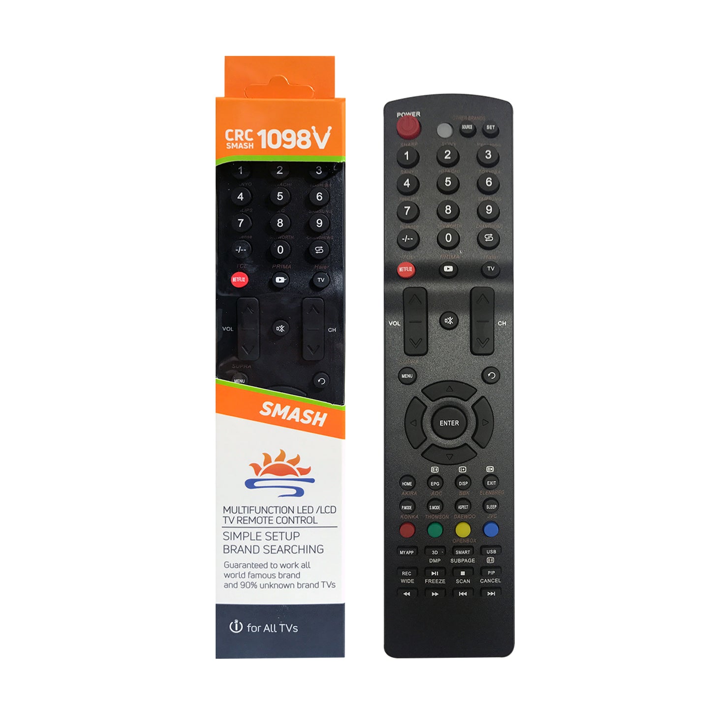 CRC1098V Universal TV Remote Control for LG, Samsung, Sony, Hisense, Panasonic, Philips, Sharp, Sanyo, Toshiba, Hitachi, TCL Smart TV and More