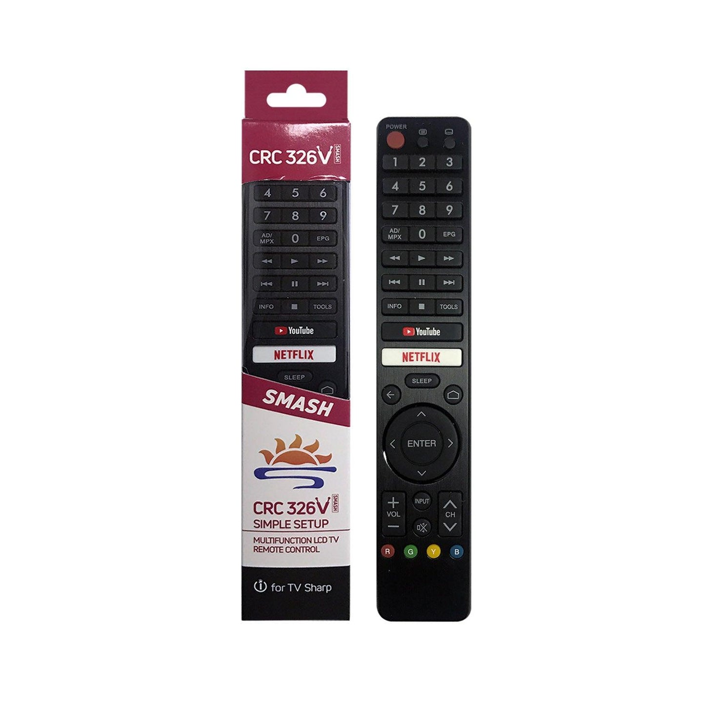 CRC326V Universal TV Remote Control For Sharp LC70/LC80, GA, GB Series and More