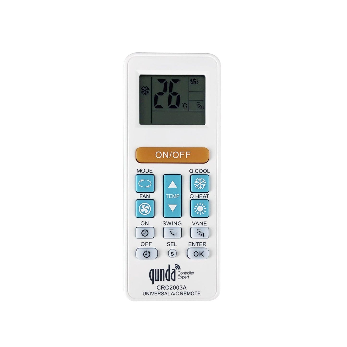 CRC2003A Qunda Universal Air Conditioner AC Remote Control For Mitsubishi, Toshiba, Hitachi, Fujitsu, Daewoo, LG, Sharp, Samsung, Electrolux, Sanyo