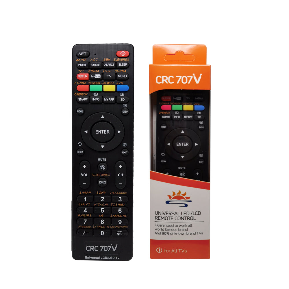CRC707V Universal TV Remote Control For LG, Samsung, Sony, Hisense, Panasonic, Philips, Sharp, Sanyo, Toshiba, Hitachi, TCL TV