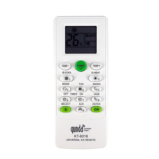 KT-6018 Qunda Universal AC Remote Control For LG, Mitsubishi, Toshiba, Hitachi, Fujitsu, Daewoo, Sharp, Samsung, Electrolux, Sanyo, Aux, Gree, Haier