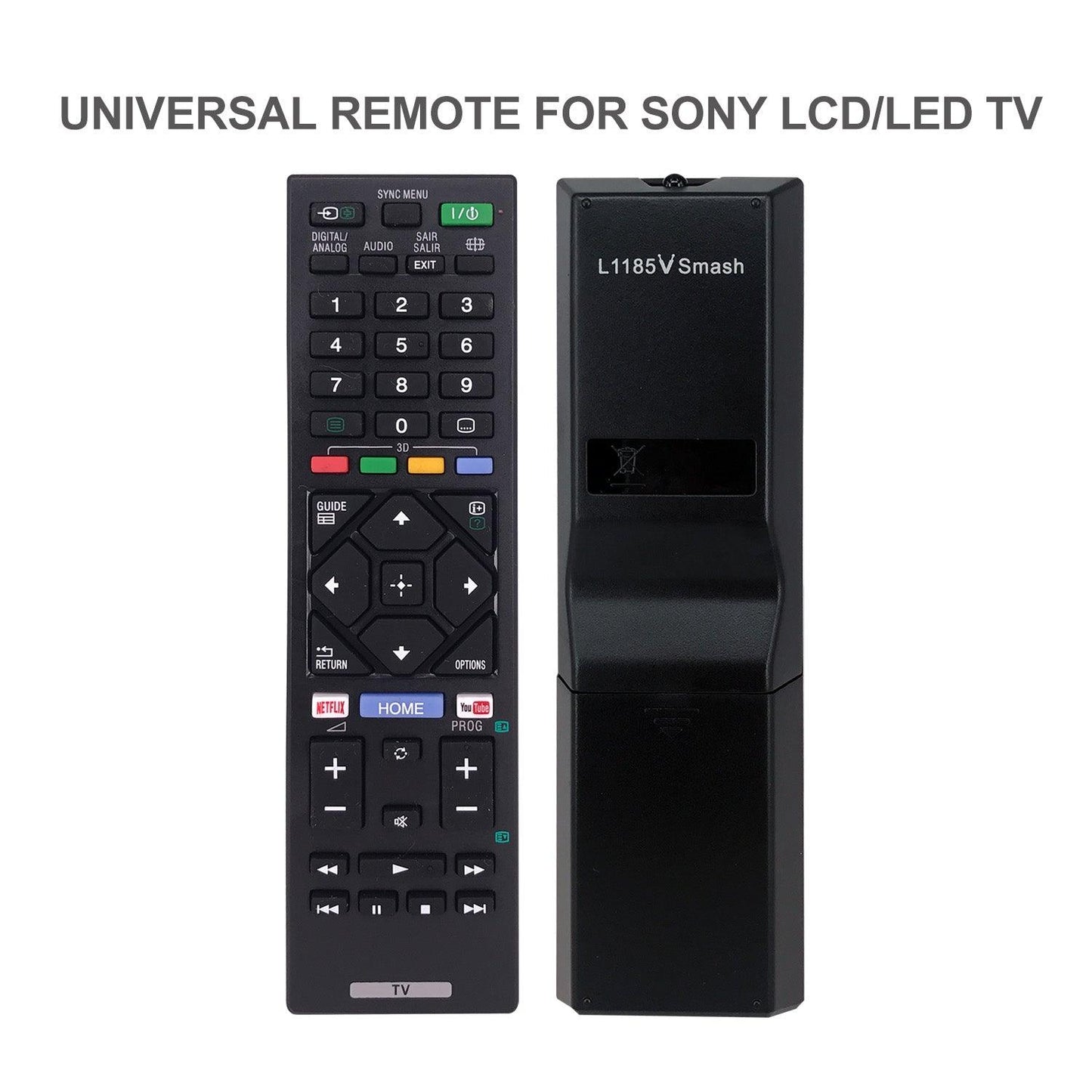 L1185V Remote Control For Sony TV, KDL Series, R380/R400/R450 Series, and More