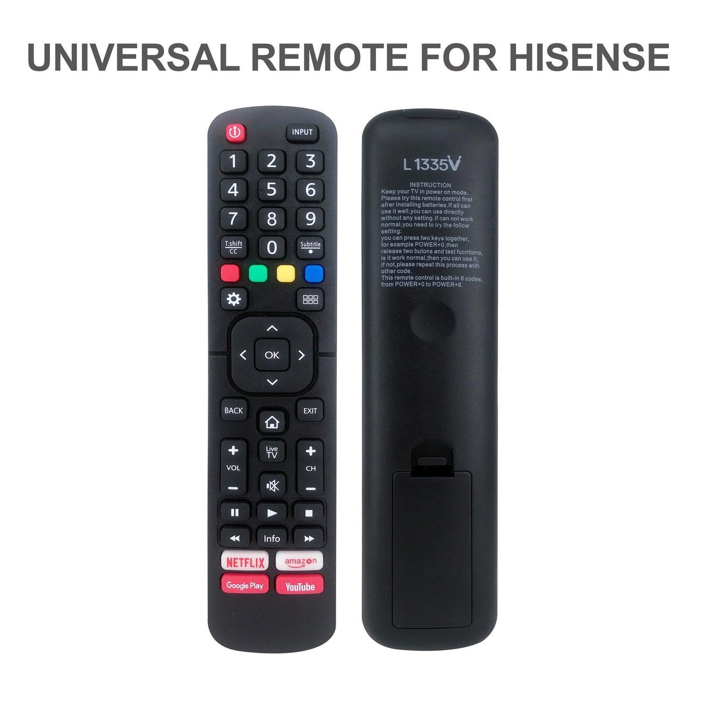Universal TV Remote Control Works With Hisense Smart TV, HDTV, Hisense LC, H6D, H7D, H8C, H5D, H5C Series