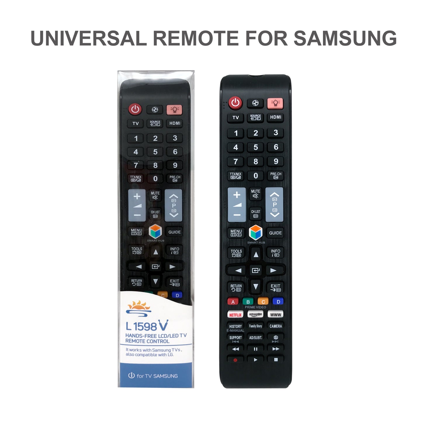L1598V Universal Infrared TV Remote Control For Samsung LCD LED HDTV 3D TV, BN59 and AA59 Series