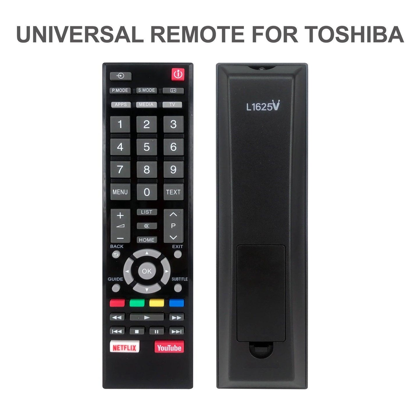 L1625V Universal TV Remote Control For Toshiba Smart TV, Works With Multiple Models, Auto Searching & Pairing