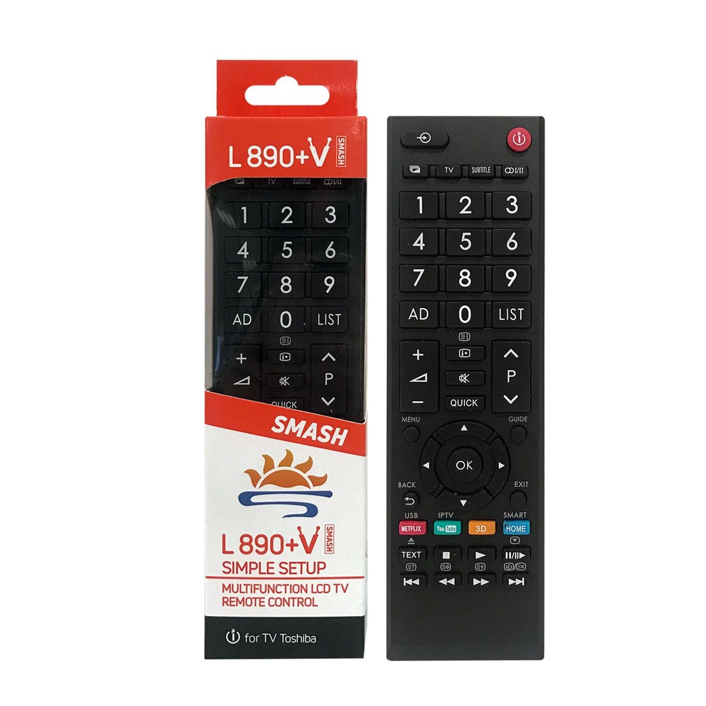 L890+V Universal TV Remote Control Work with Toshiba LCD LED HDTV 3D TVs